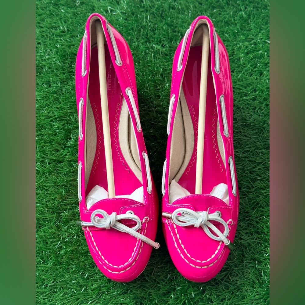 GUC Sperry Top Sider Jeffrey‎ Hot Pink Chunky Heels